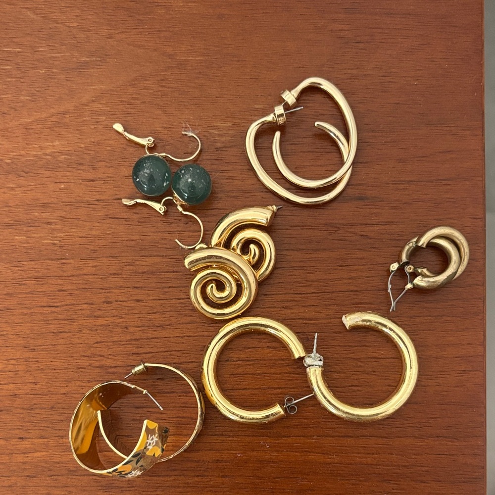 Elegant Gold Hoop and Spiral Earrings Set
